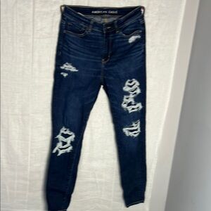American Eagle Outfitters Blue Skinny Distressed Jeans